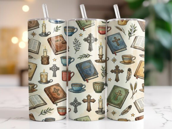 Download Christian Bible Cross Pattern Tumbler - Premium Resources
