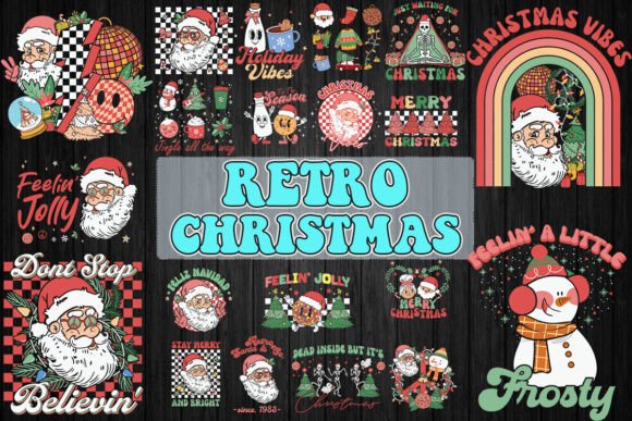 Download Retro Christmas Bundle SVG 20 Designs - Retro christmas bundle Collection